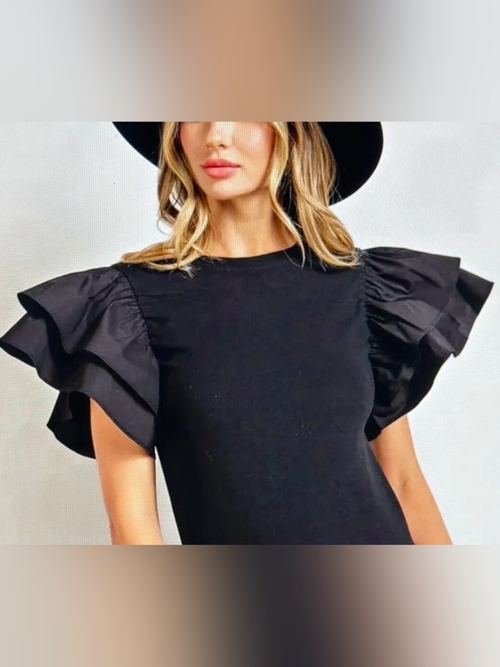 Zara Black Ruffle Sleeve Bodysuit - S